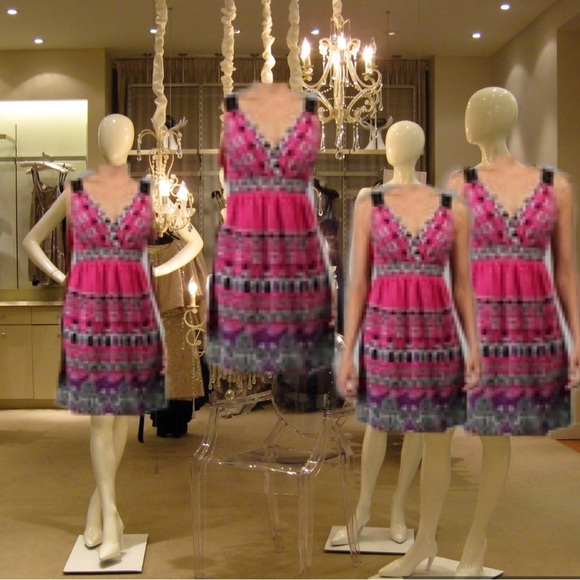 Single Dress Dresses & Skirts - 100% Silk Boho Border Print Dress